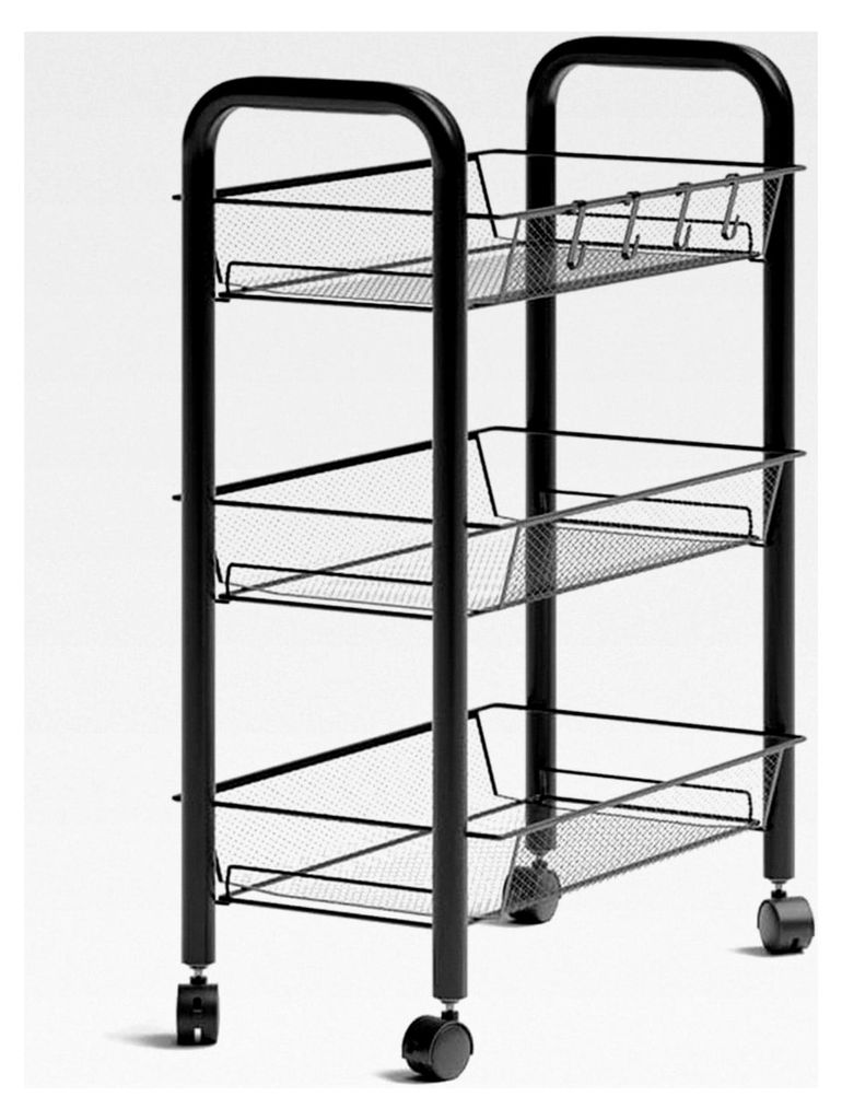 Rollcontainer Tarro, Schwarz, 45 x 64 cm mit 3 Ablagefächern