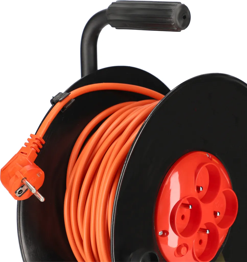KOTARBAU® Avvolgitore per cavi di prolunga 40m 3x1 H05VV-F Grande avvolgitore con protezione termica 4 volte messa a terra Supporto in metallo Utile per ogni casa, immobile, officina, cantiere o appartamento - 7