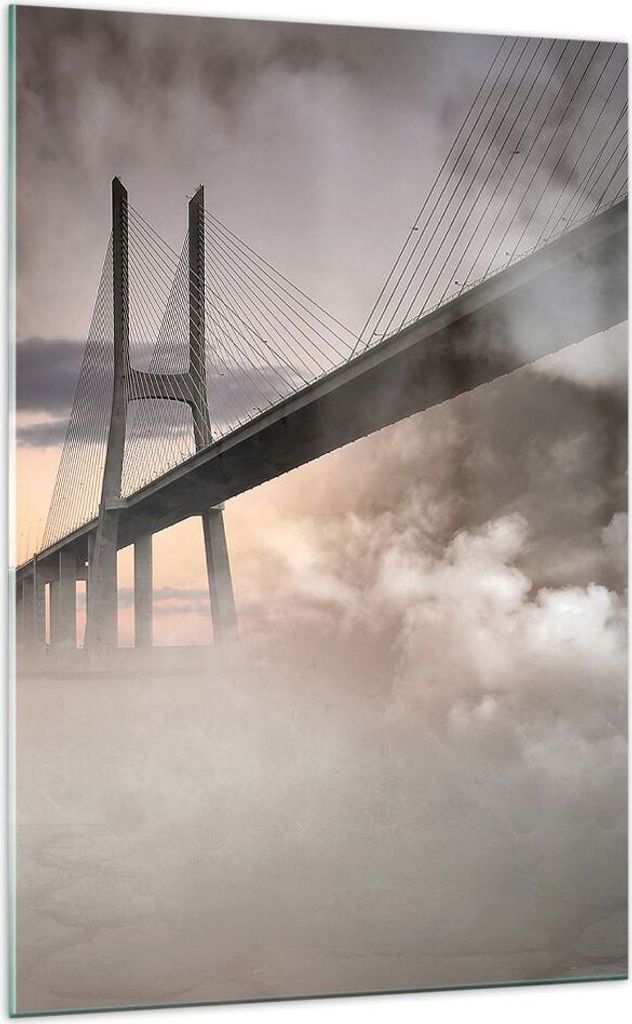 Bilder auf glas - Einteilig - Brücke Nebel Wasser - 70x100cm - Glasbilder - Wandbilder - Bilder - zum Aufhängen bereit - Wanddekoration aus Glas ...