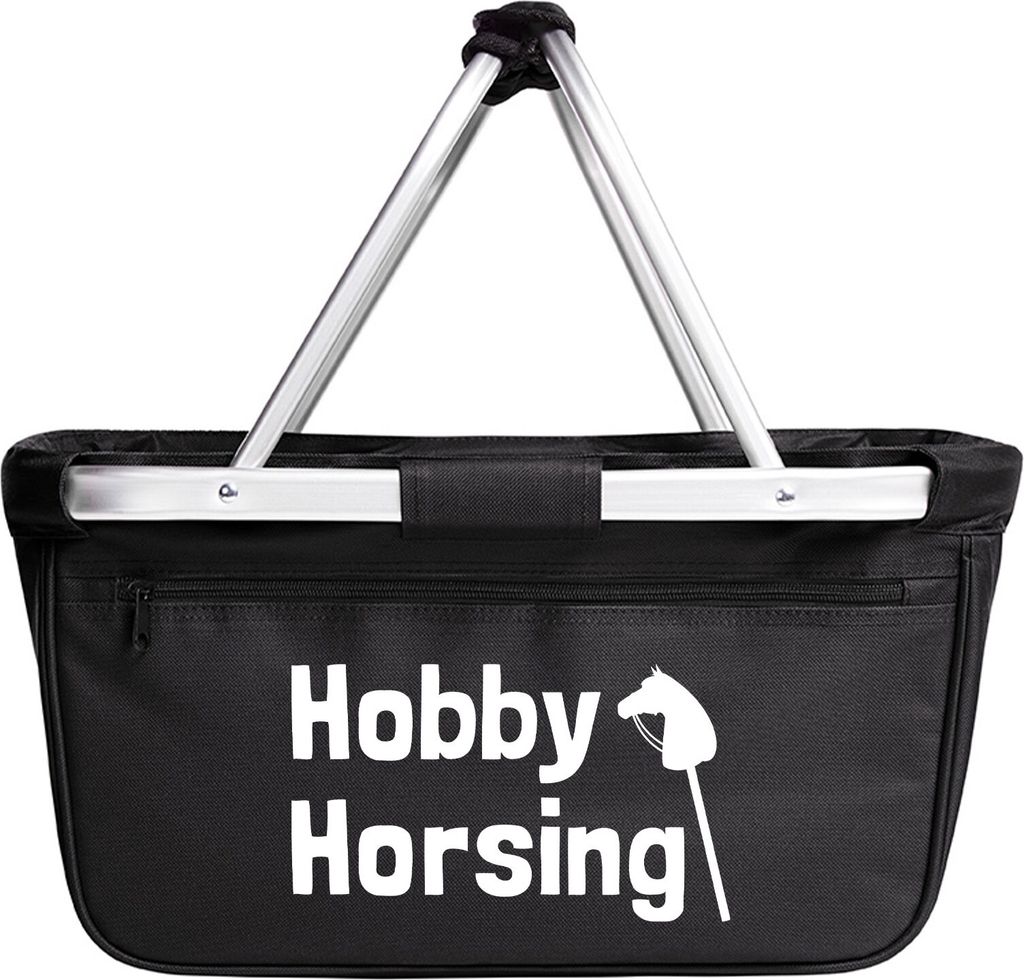 Huuraa Einkaufskorb Hobby Horsing Steckenpferd 20 Liter Black faltbarer Tragekorb Geschenkidee