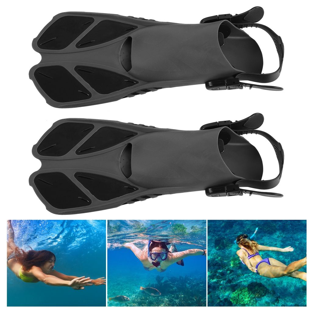 Pinne Da Nuoto Unisex Con Tacco Aperto E Fibbia Regolabile, Corte E Antiscivolo, Per Snorkeling E Immersioni – Con Borsa In Rete