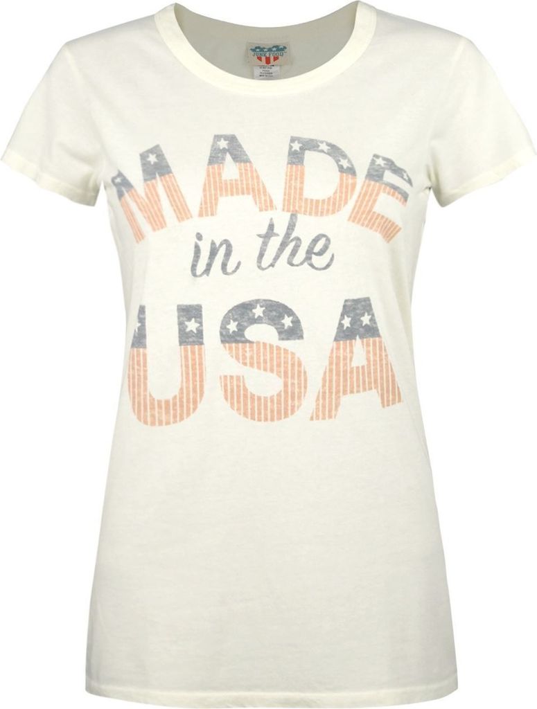Junk Food - " The USA" T-Shirt für Damen NS5778 (L) (Naturweiß)