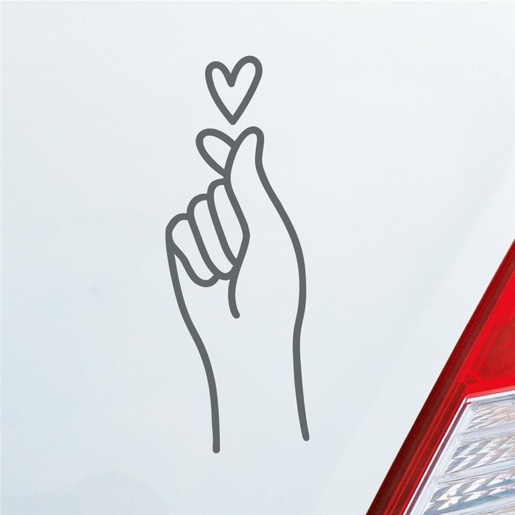 HUURAA! Auto Aufkleber K-POP Finger Heart Fingerherz Fun Sticker Heckscheibenaufkleber Autoaufkleber mit Musik Motiv 7x19cm