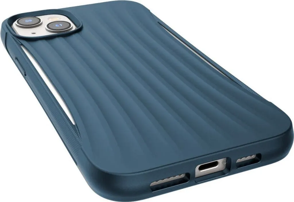 Coque iPhone 14 Raptic X-Doria dos bleu rigide bumper aluminium - 6