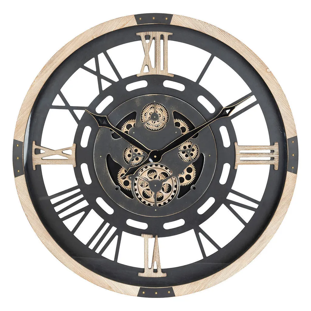 Horloge Murale Géante 80cm Atmosphera en Bois et Rouages Mécaniques