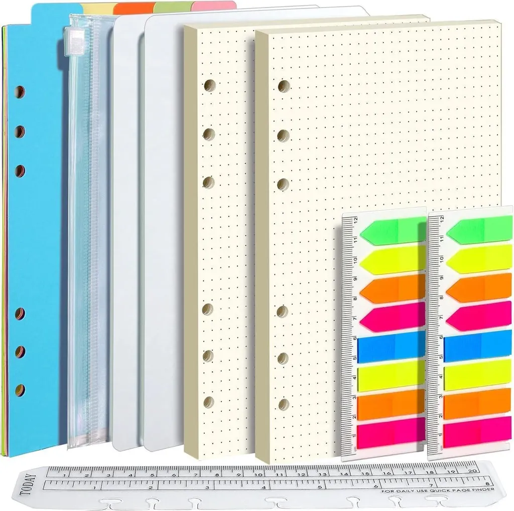 FANDAMEI A5 Recharge Papier à Pois 90 Feuilles avec Intercalaires