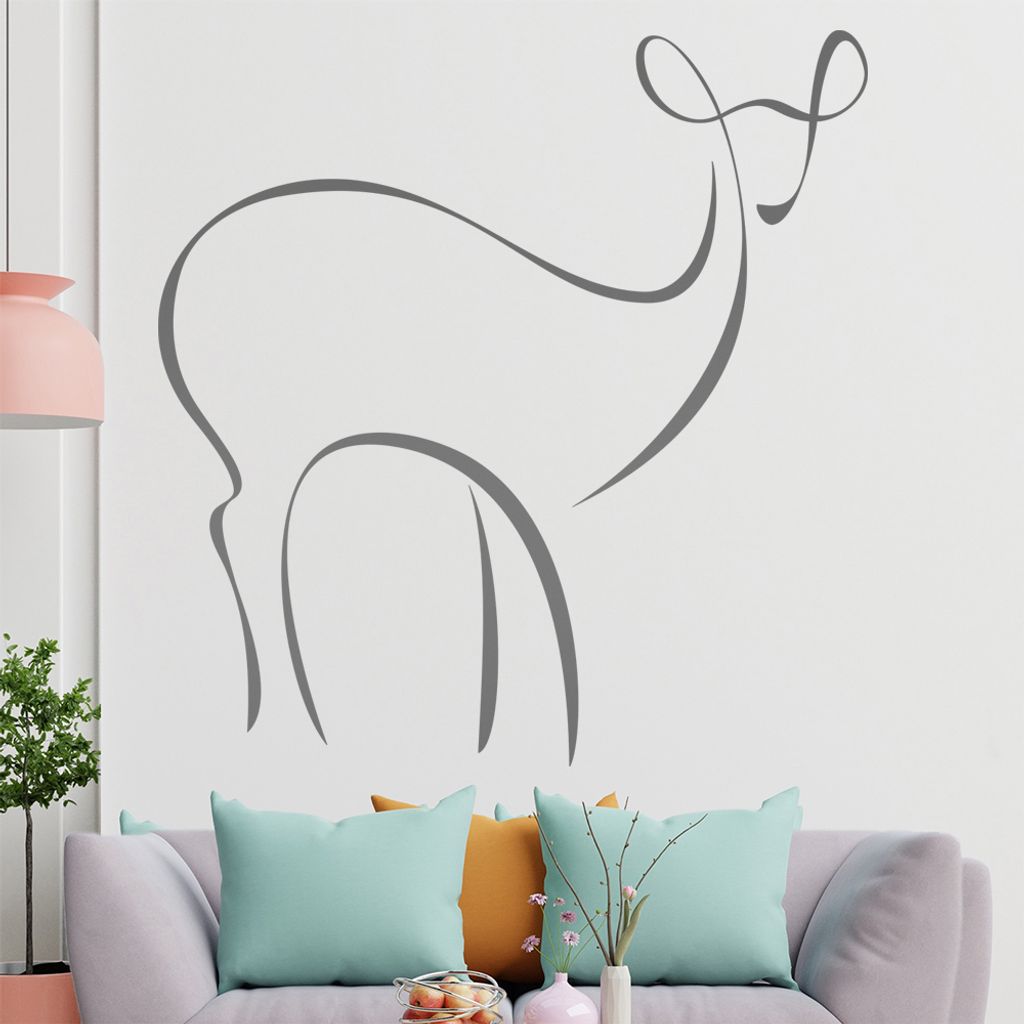 Reh Linien Wandtattoo in 6 Größen - Wandaufkleber Wall Sticker - Dekoration, Küche, Wohnzimmer, Schlafzimmer, Badezimmer