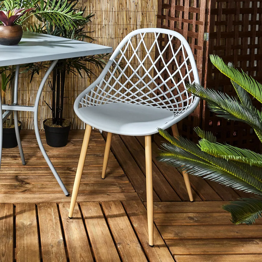 Chaise Extérieur Malaga Gris - Mobilier Empilable Résistant aux Intempéries
