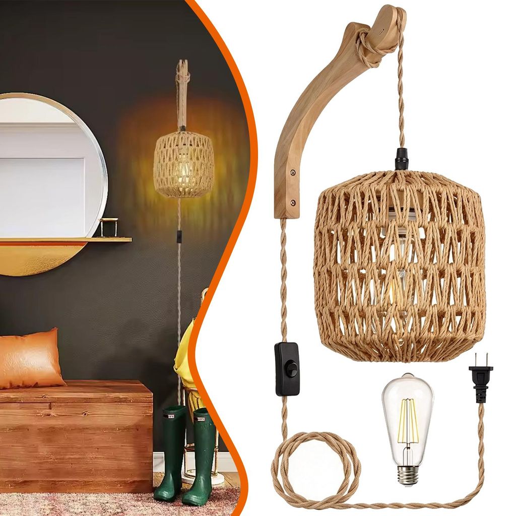 Vintage Hängelampe mit Stecker und Dimmbar Schalter, für Produktbild 