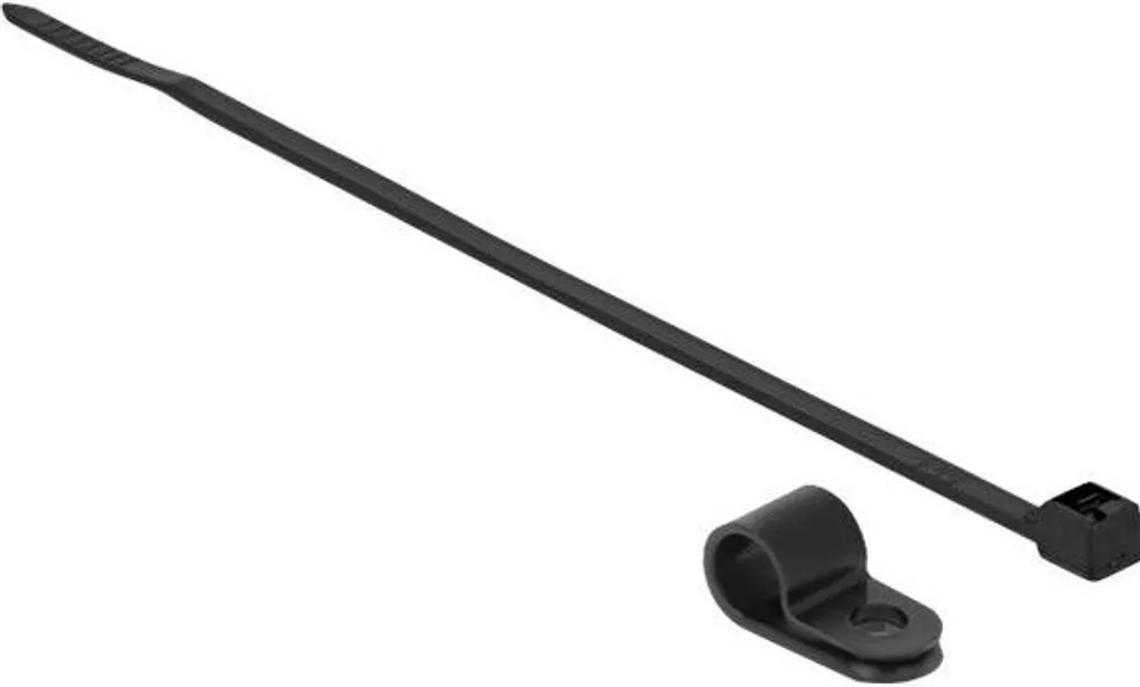 Clip Montaggio Professionale Delock 7.9mm + Fascetta Nera 250mm x 3.6mm