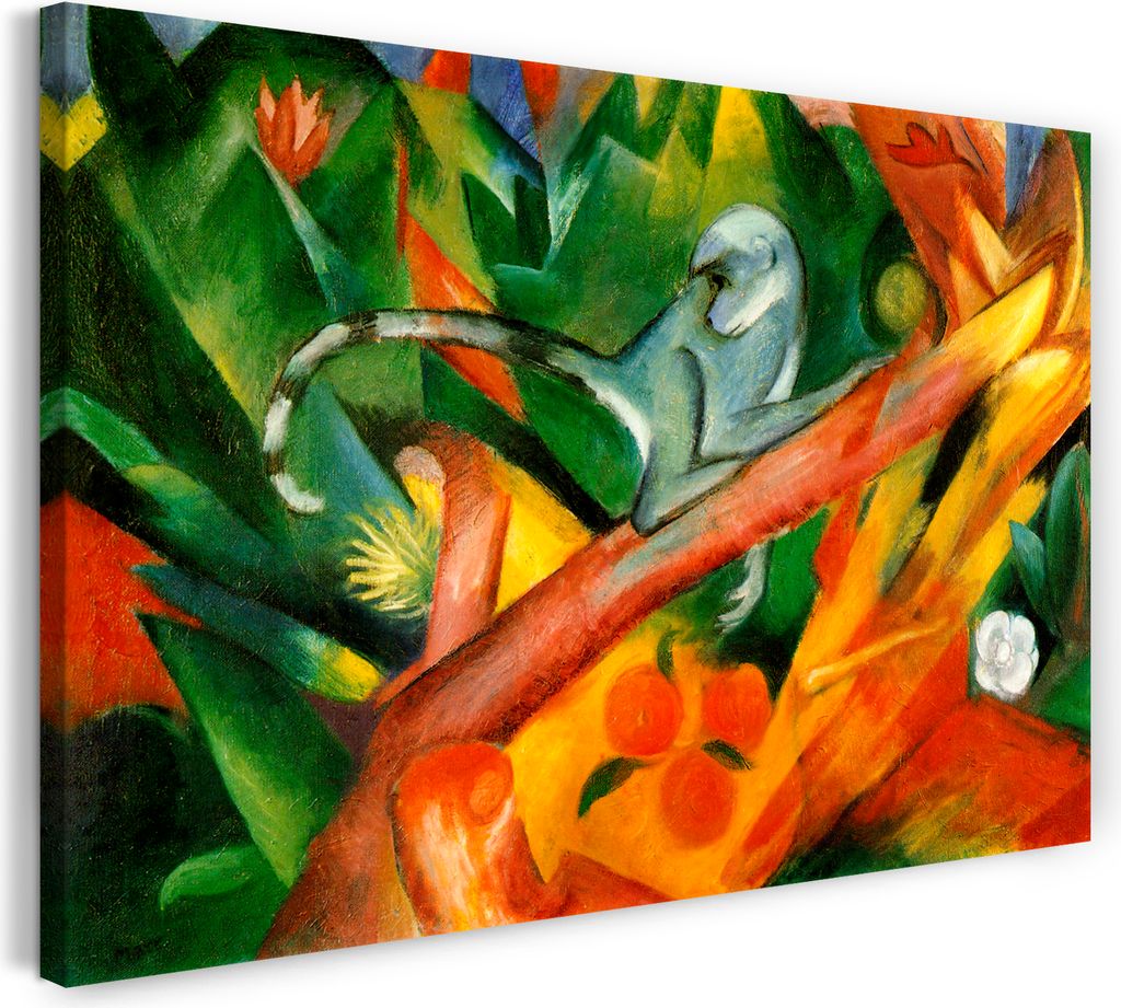 Leinwandbild (120x80cm): Franz Marc - Das Äffchen (1912), echter Holz-Keilrahmen inkl. Aufhänger, handgefertigt in Deutschland