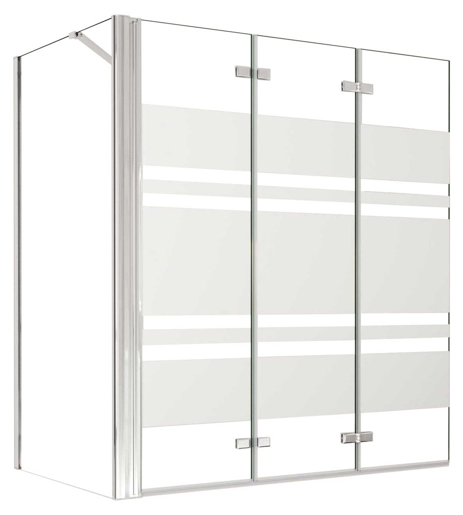 Duschspa 140x140cm Streifenglas Badewanneaufsatz 3-teilig Produktbild 