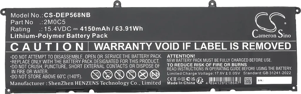 Batterie pour ordinateur portable Dell Precision 5680 remplace 9FTVV - 3