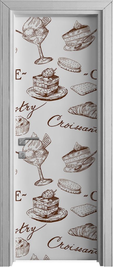 Tür Selbstklebende 70x210 cm Türfolie Türtapete Klebefolie - Kaffee Croissant