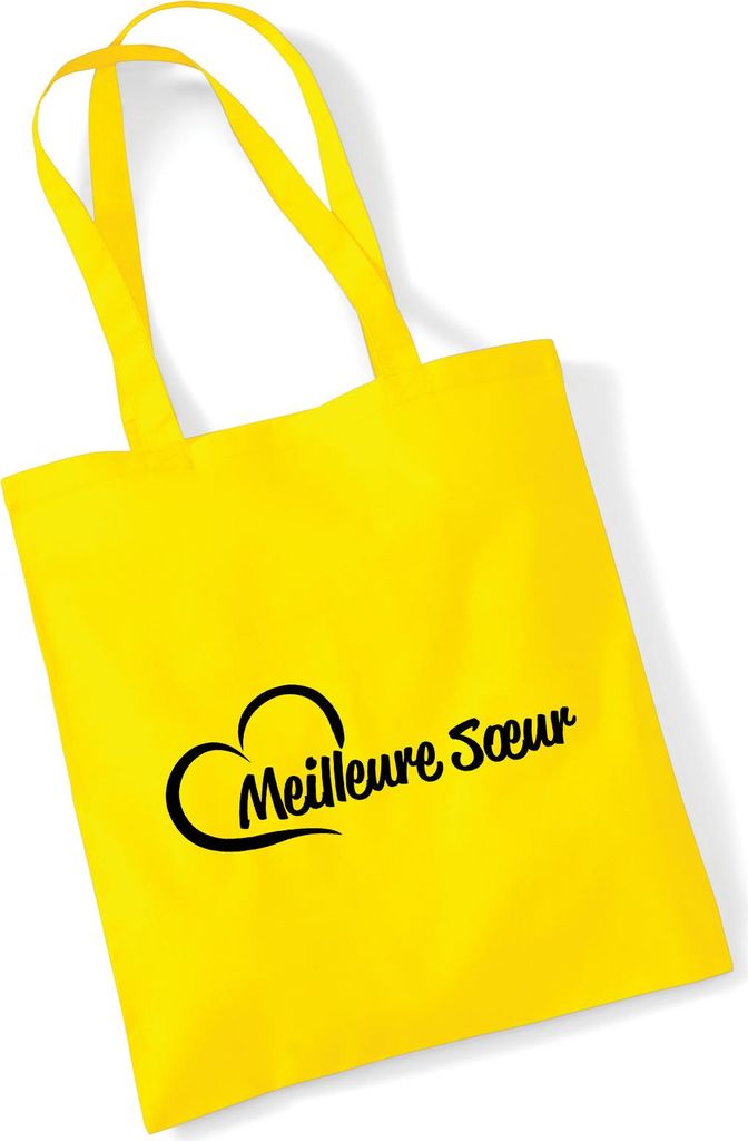Huuraa Jutebeutel Meilleure Sœur Cœur 10 Liter Yellow Baumwolle Tasche Geschenkidee