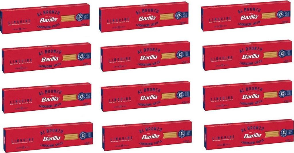12x Barilla Linguine al Bronzo Bronze Gezogene Pasta 400g Rohe Verarbeitungsmethode