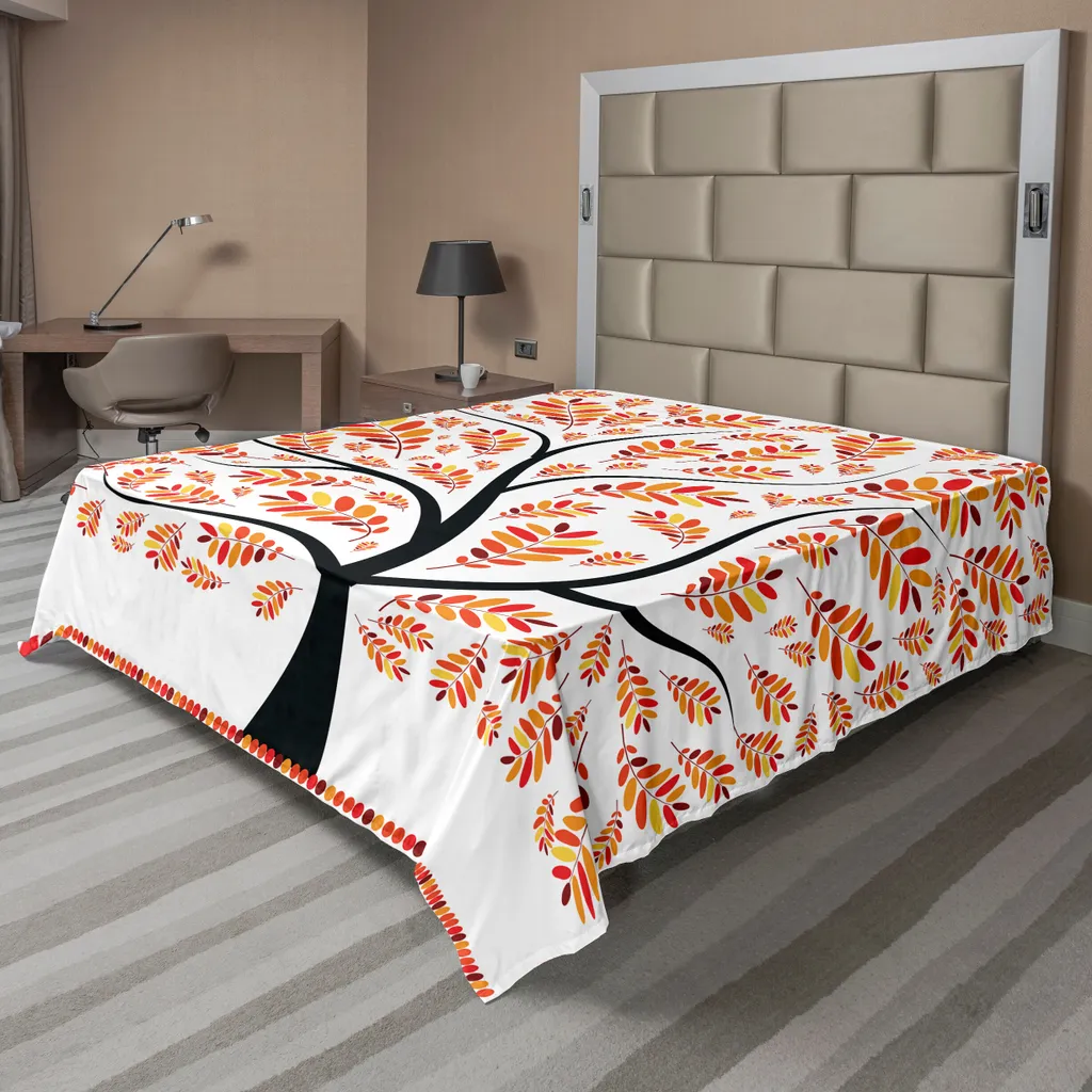 Drap de lit pour décoration de chambre ambiance automne 244 x 205 cm