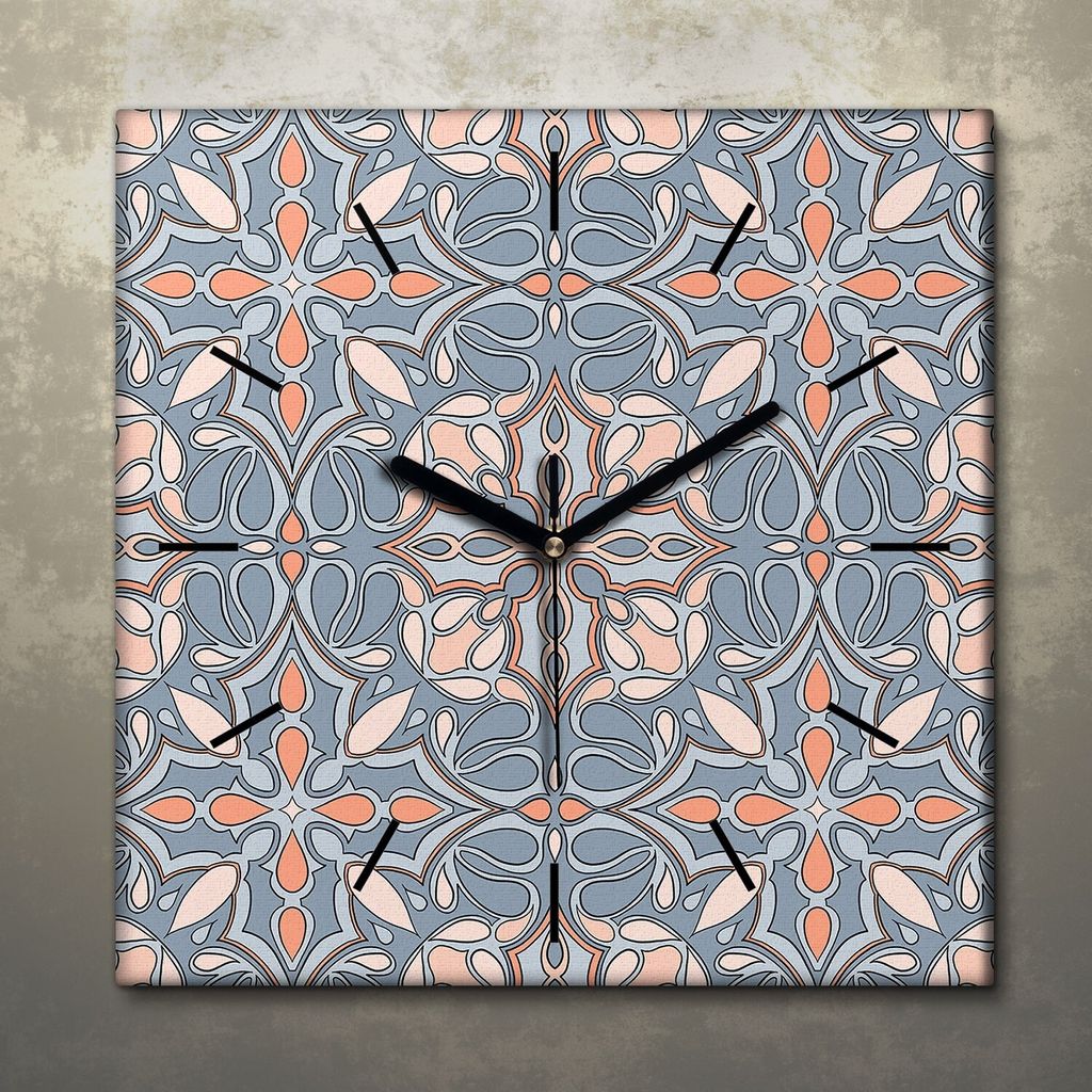 Wohnzimmer Leinwand Uhr Geräuschlos Küche 30x30 Portugiesische, Mosaike, Textur, Abstrakt, schwarze Zeiger
