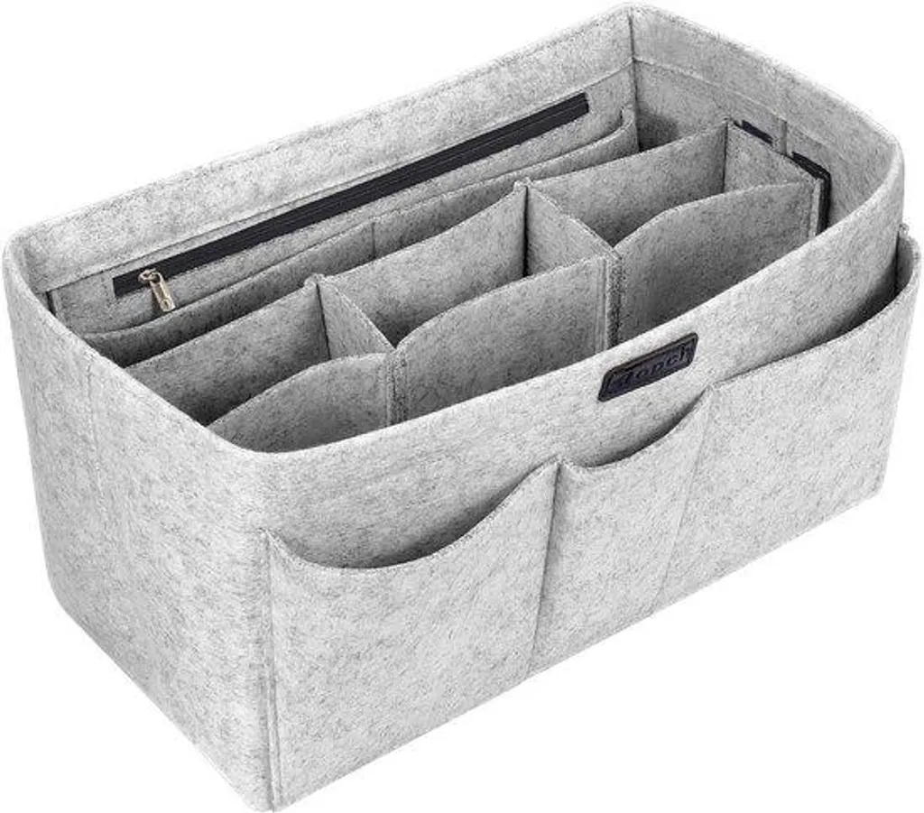 Organiseur de sac à main gris clair mini format pour voyage et quotidien