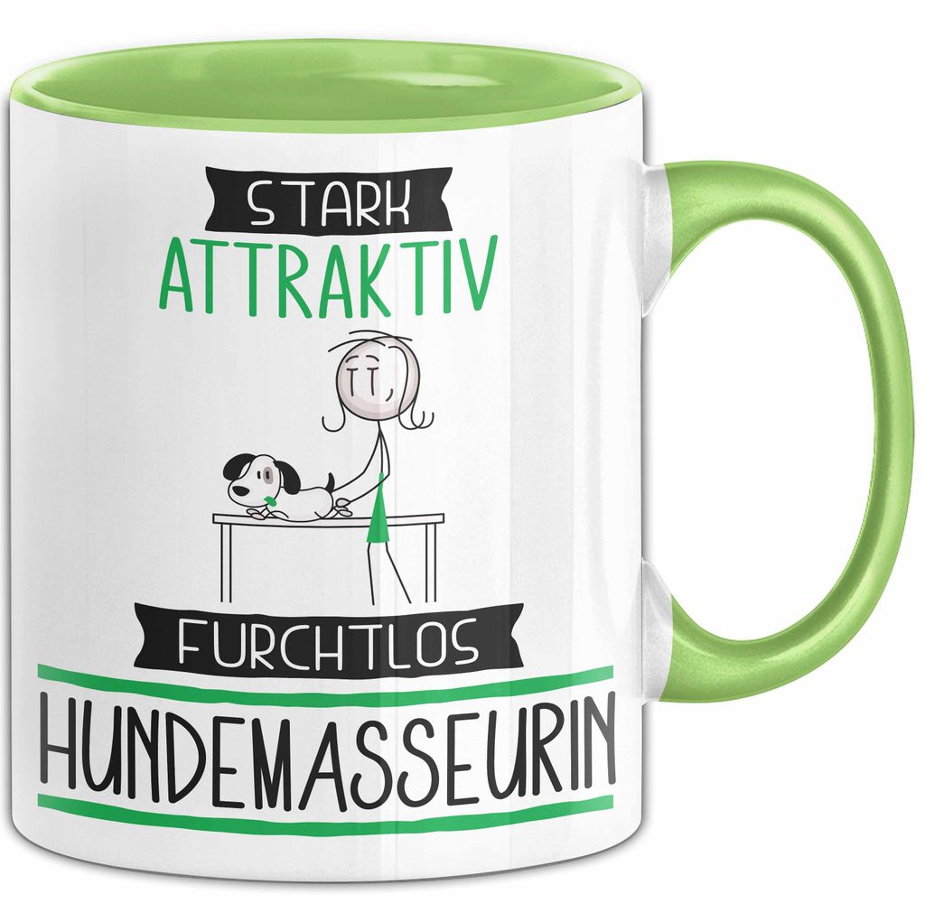 Hundemasseurin Tasse Geschenk Becher Stark Attraktiv Furchtlos Hundemasseurin Lustige Geschenkidee (Grün)