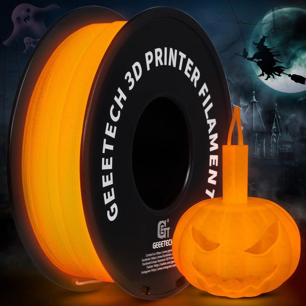 Nachleuchtendes PLA - 3D-Drucker Filament - Durchmesser 1,75 mm - Gewicht 1 kg - Glow In The Dark - Orange