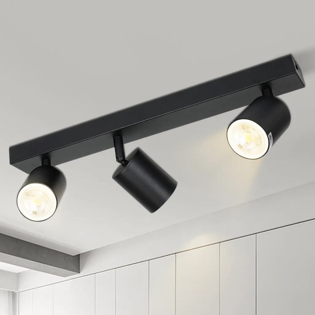 ZMH Plafoniera LED Nera GU10 Faretto Soffitto 3 Luci Orientabile Moderna