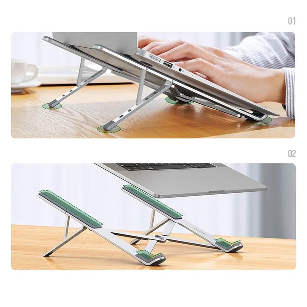 Support PC portable Ugreen LP451 Argenté pliable et réglable en hauteur
