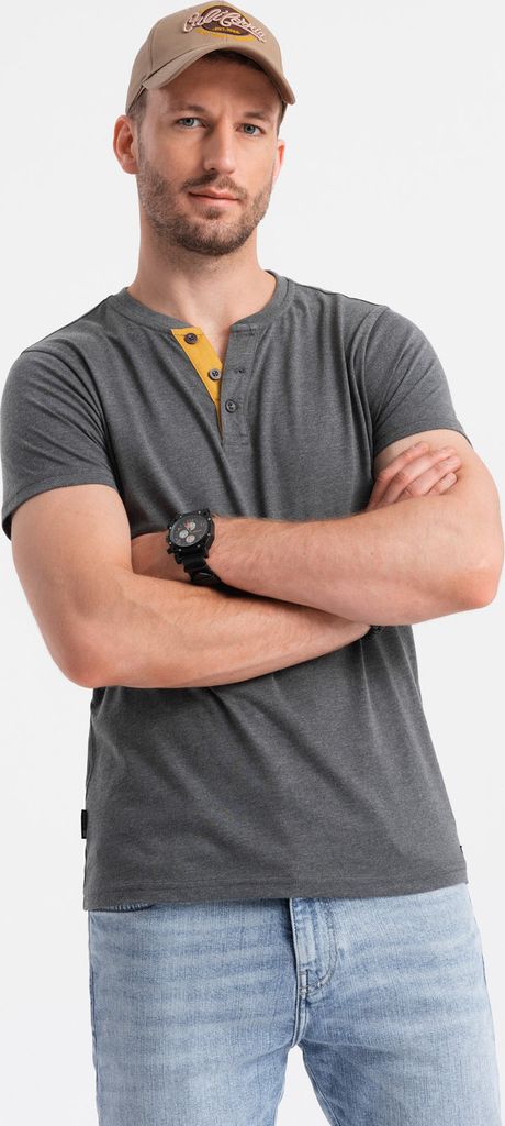 Ombre Clothing Kurzarmhemd für Männer Crysdon dunkelgrau L