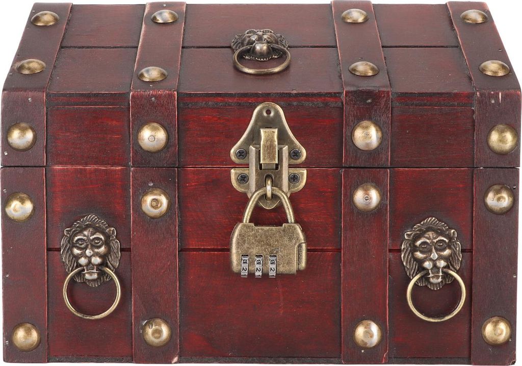 Schatzkiste Aufbewahrungsbox mit Zahlenschloss Handgefertigte exquisite Holzschatzkiste für Schmuck Vintage Rot