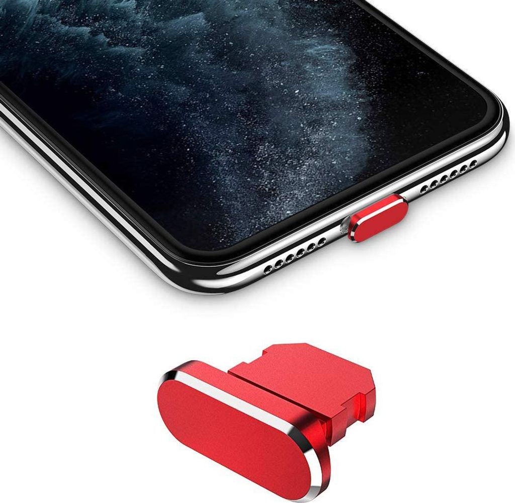 Cadorabo Schutzkappe für Apple iPhone in Rot Staub Schutz Stecker Stöpsel Ladeanschluss