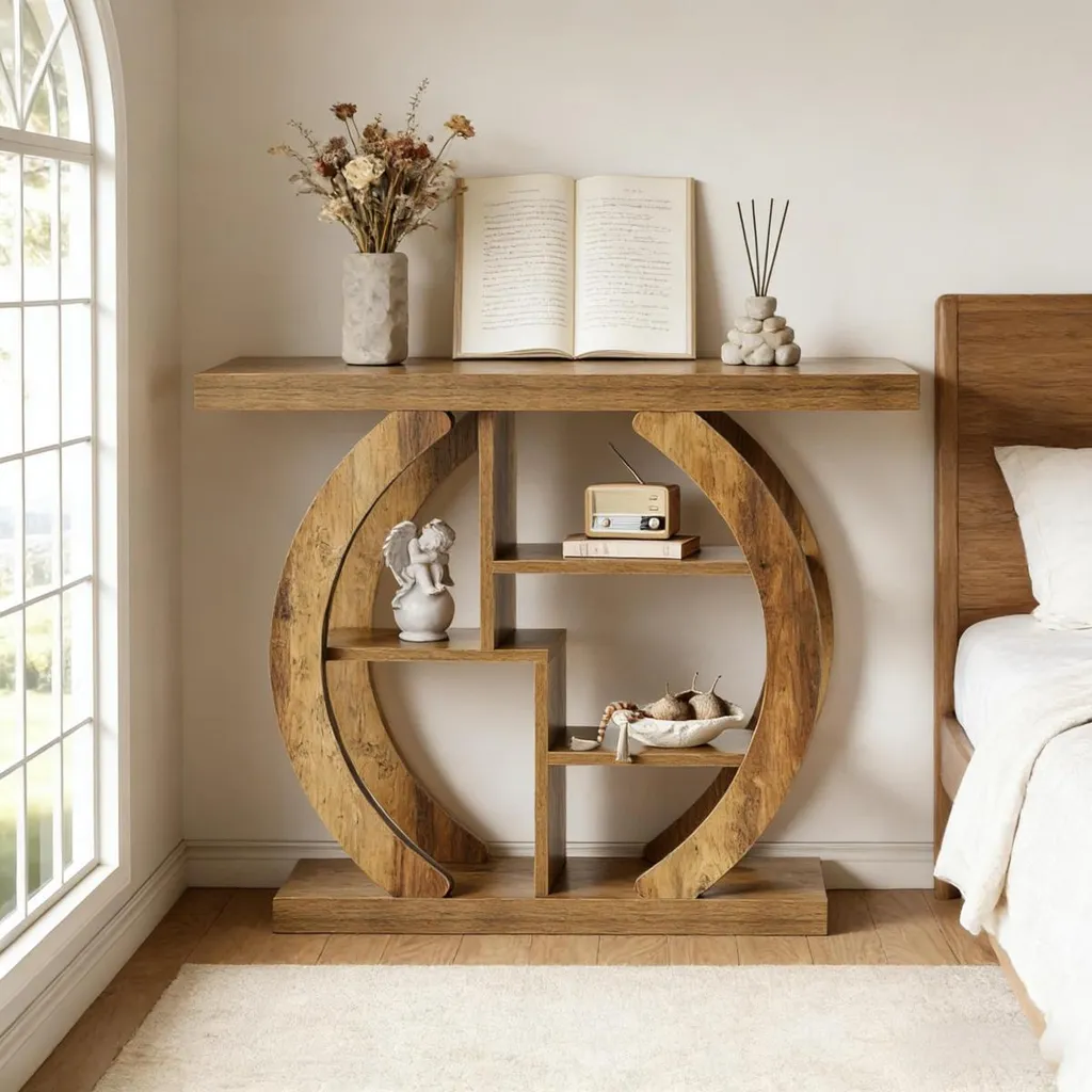 Table d'entrée décorative de style console rustique, pieds en bois massif
