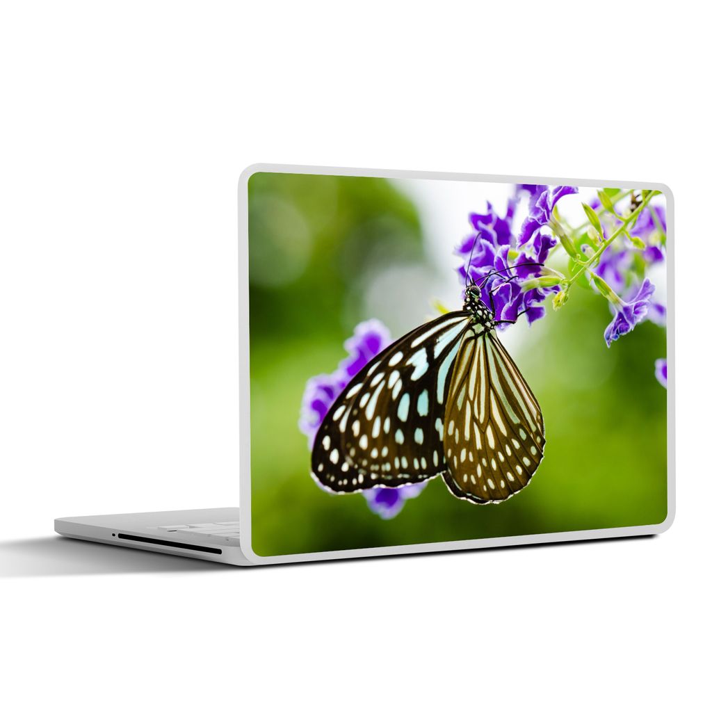 MuchoWow Laptop Aufkleber Sticker Cover Lavendel - Schmetterling - Botanisch 40x30 cm - Laptop Dekoration - Selbstklebend
