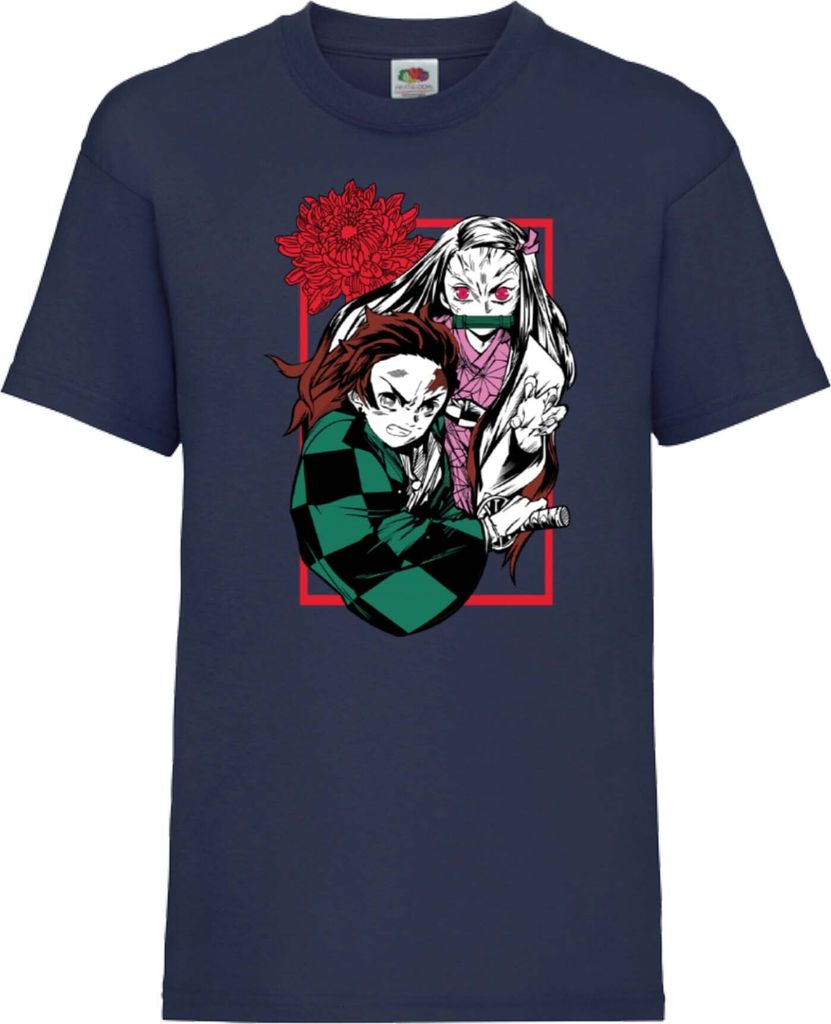 Kinder T-Shirt Japan Animation Manga Anime Comics Demon Anime Slayer Tanjiro Nezuko Kamado 002 Var-023 Brother Slayer Sister Demon, 12-13 Jahr - 15...