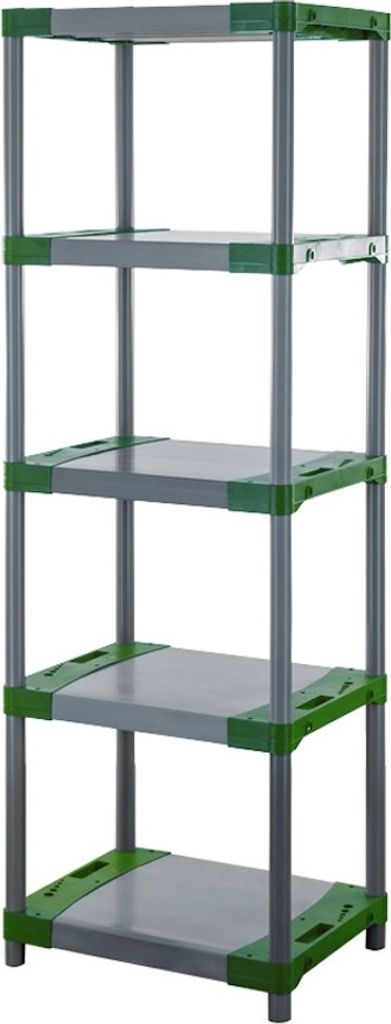 Kunststoffregal GREY BEAR | Tall | HxBxT 180x70x46cm | Fachlast 120kg | Grau-Grün