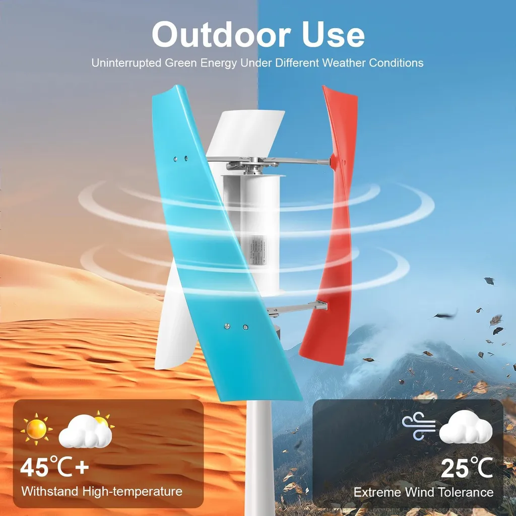 Éolienne verticale Helix 400W - Électricité stable pour camping sauvage - 4