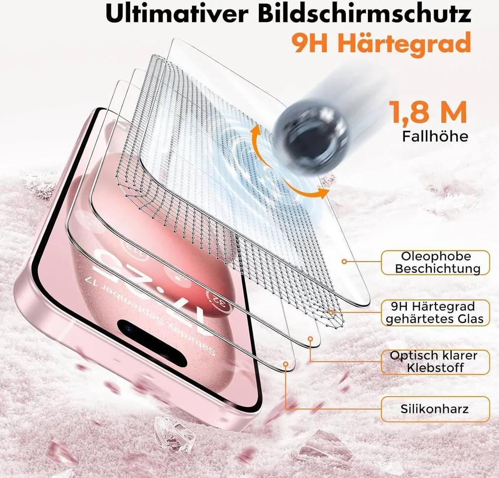 Salvaschermo iPhone 15 Vetro Blindato 9H - Pack 3 Salva Display - 3