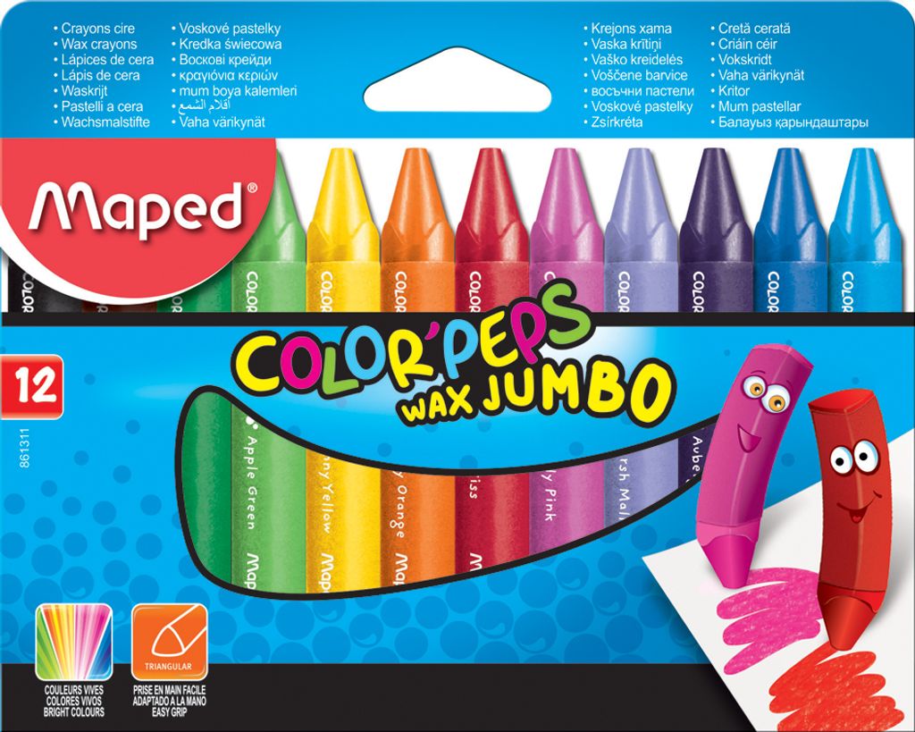 Maped Buntstifte für Kinder COLOR'PEPS WAX JUMBO 12er Produktbild 