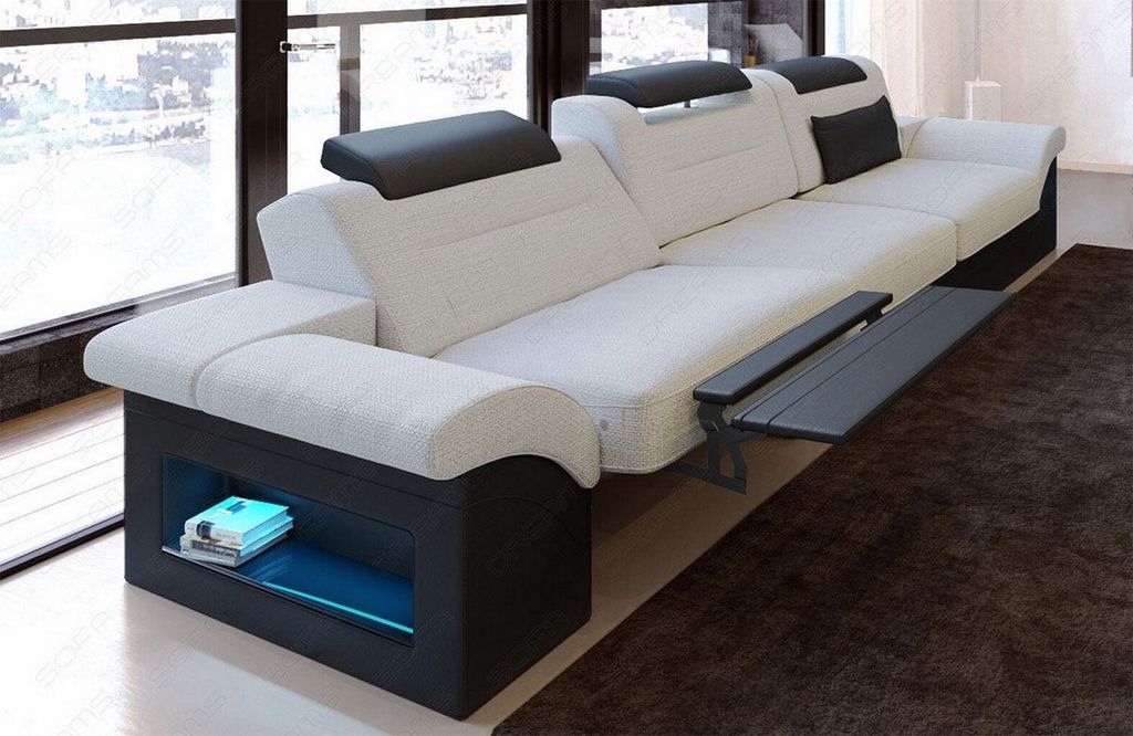 Sofa Monza Stoffsofa 3 Sitzer mit Licht USB Webstoff Strukturstoff