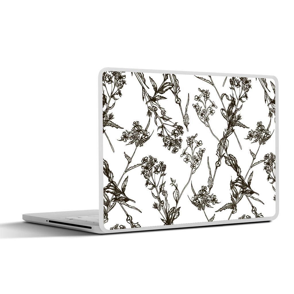 MuchoWow Laptop Aufkleber Sticker Cover Vintage - Pflanzen - Blumen - Muster 30x22 cm - Laptop-Sticker