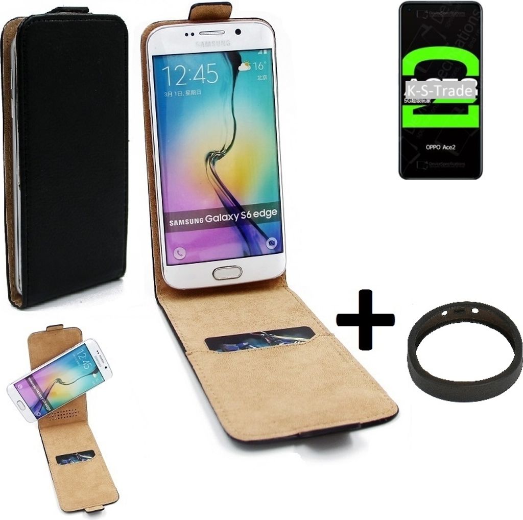 K-S-Trade TOP SET Handyhülle kompatibel mit Oppo Ace2 360° Flipstyle Schutzhülle Smartphone Tasche schwarz + TPU Bumper, Case Hülle Flip cover