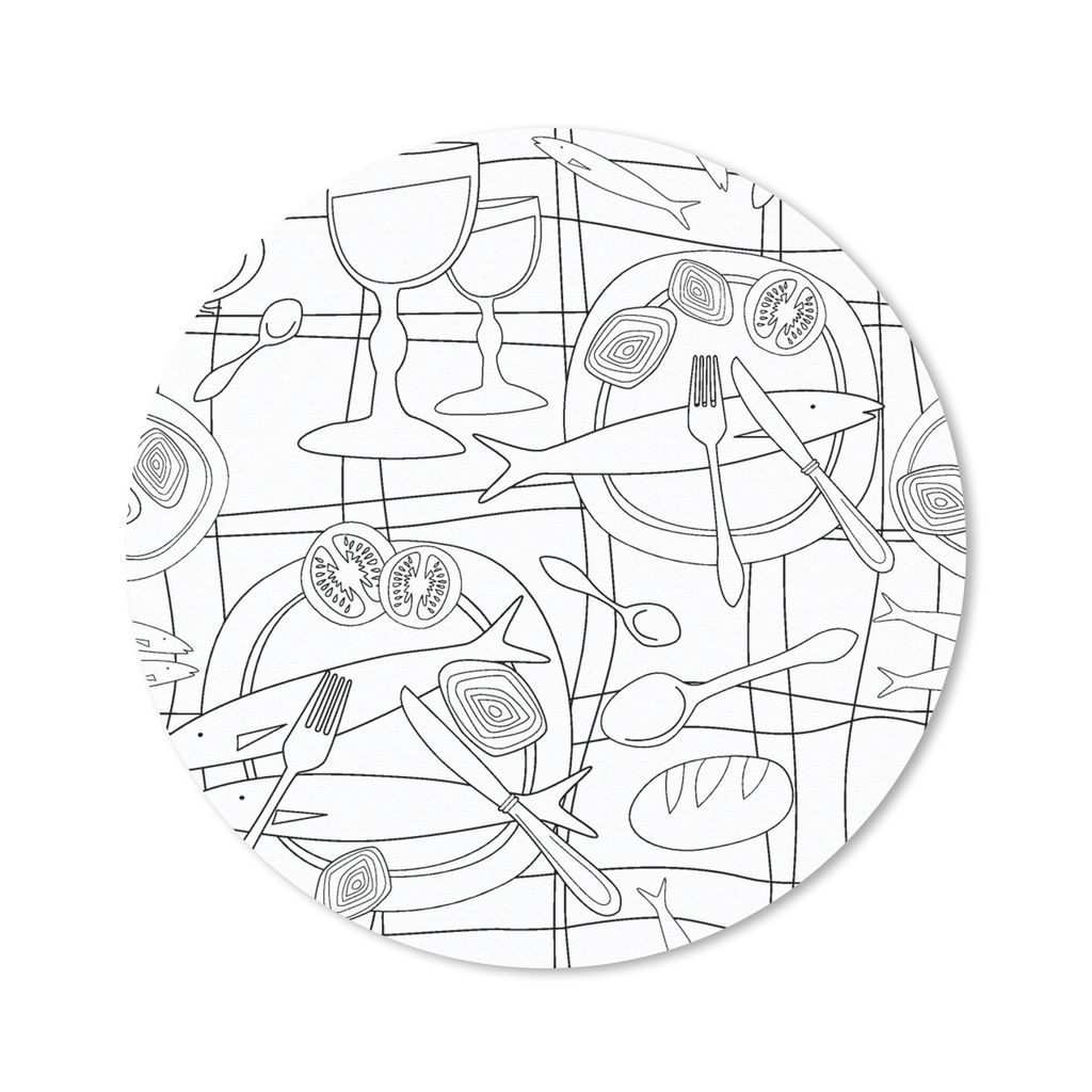 MuchoWow Mauspad Mousepad Fische - Muster - Schwarz und Weiß 20x20 cm - Mousepads - Maus Mat - Pad - Mausunterlage - Schreibtischmatte