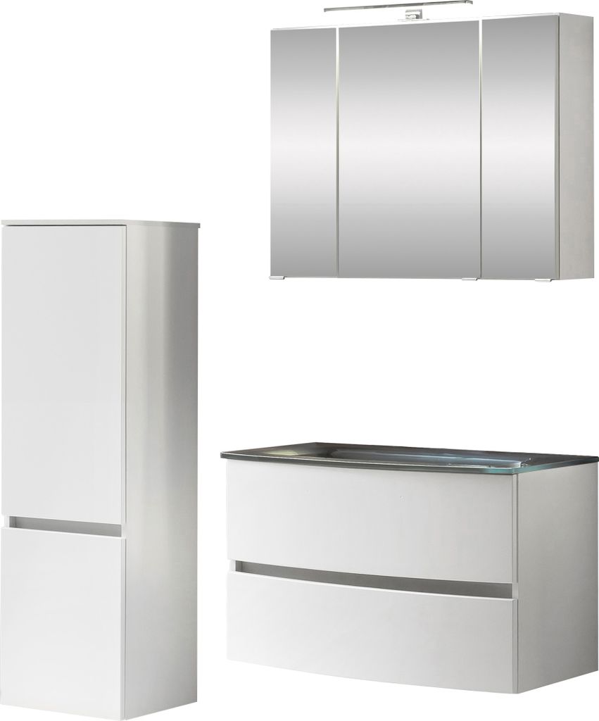 Waschtisch-Set Badezimmer Bad-Set "Kopenhagen IV" Weiß, Matt Weiß