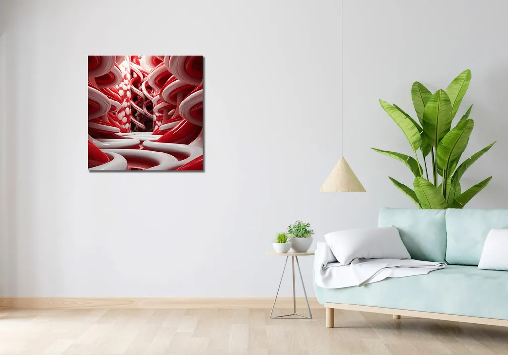 Image 70 x 70 cm Tourbillon rouge : dynamisez votre intérieur terne - 2