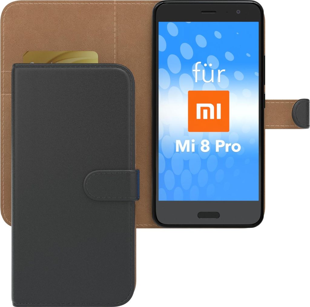 EAZY CASE Business Hülle für Xiaomi Mi 8 Pro klappbar, Premium Kunstleder Handyhülle mit Kartenfach
