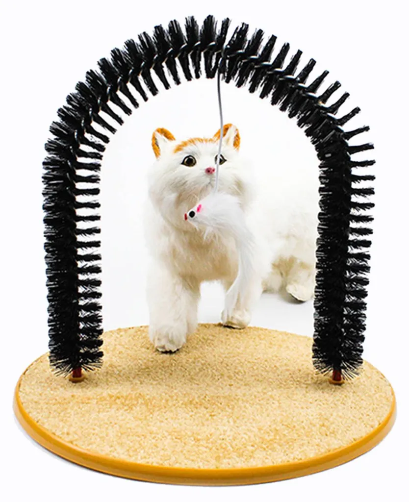 Masseur pour chat avec picots doux : arche de toilettage antidérapante