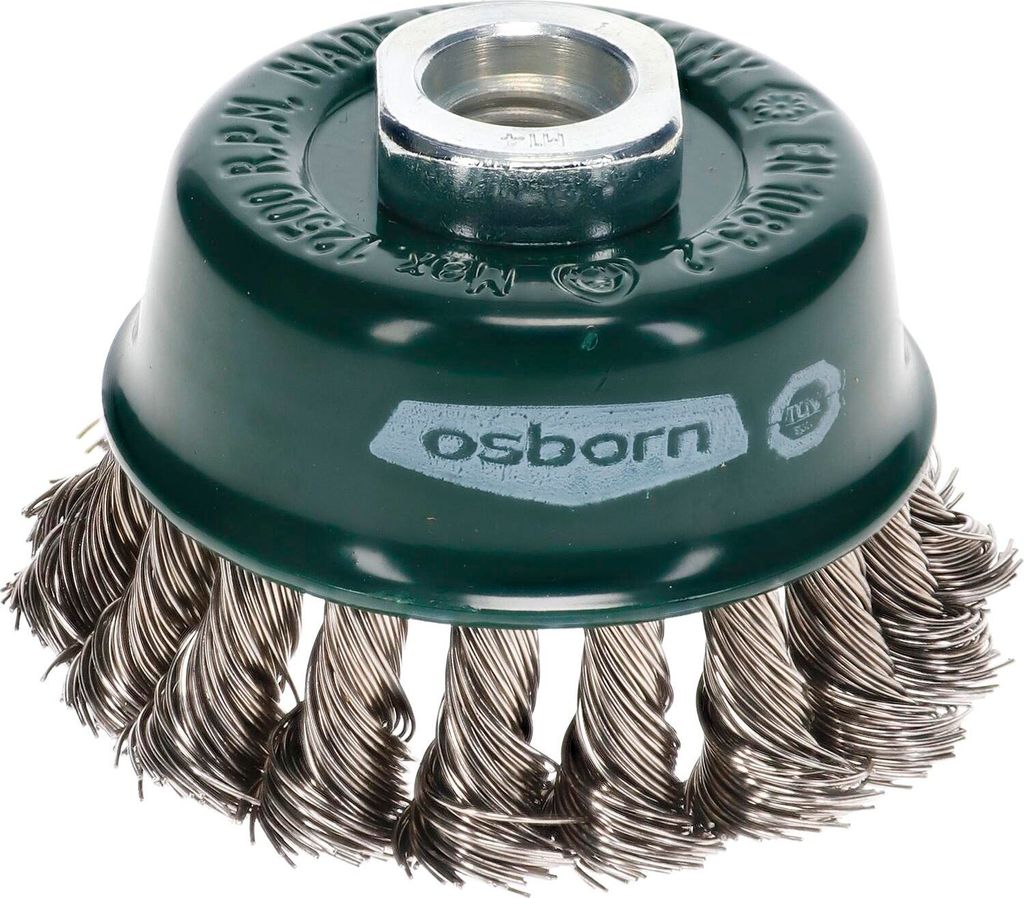 Osborn Drahtbürste für Winkelschleifer ø 65mm für Winkelschleifer Topfbürste mit Xtreme Spezialdraht - rostfreie Stahldrahtbürste, gezopft