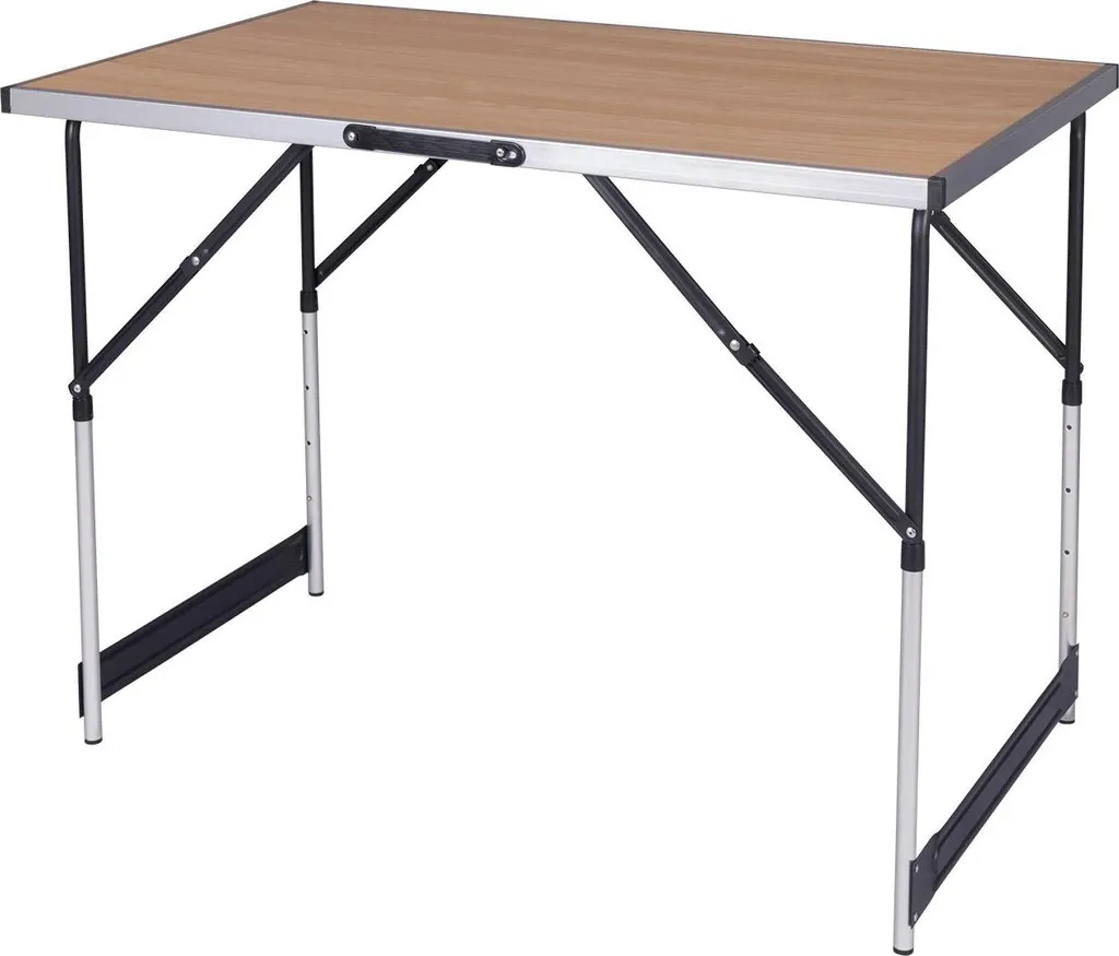 Table pliante de camping stable et réglable - Finition bois chêne clair