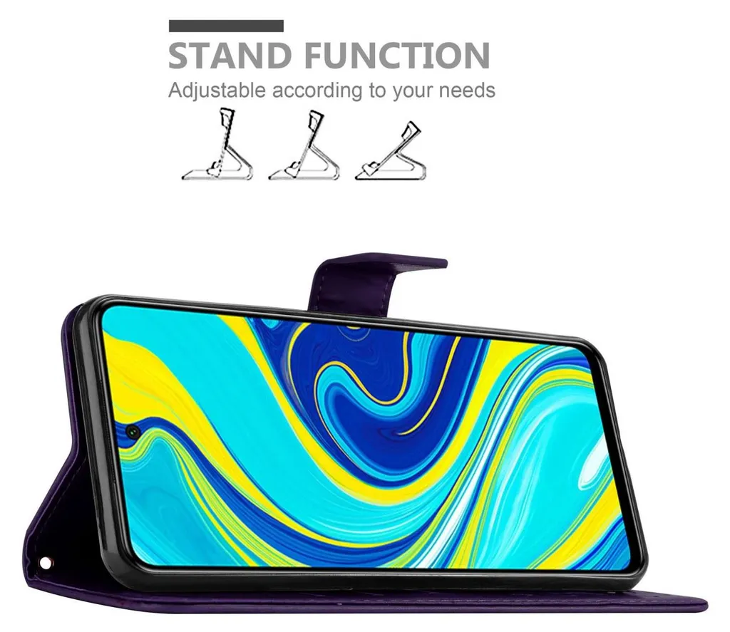 Cadorabo cover per Xiaomi Mi NOTE 10 LITE in FLORAL DARK LILA cover protettiva in design floreale con chiusura magnetica, funzione stand e slot per carte di credito flip case flower cover custodia per cellulare flap cover book case - 3