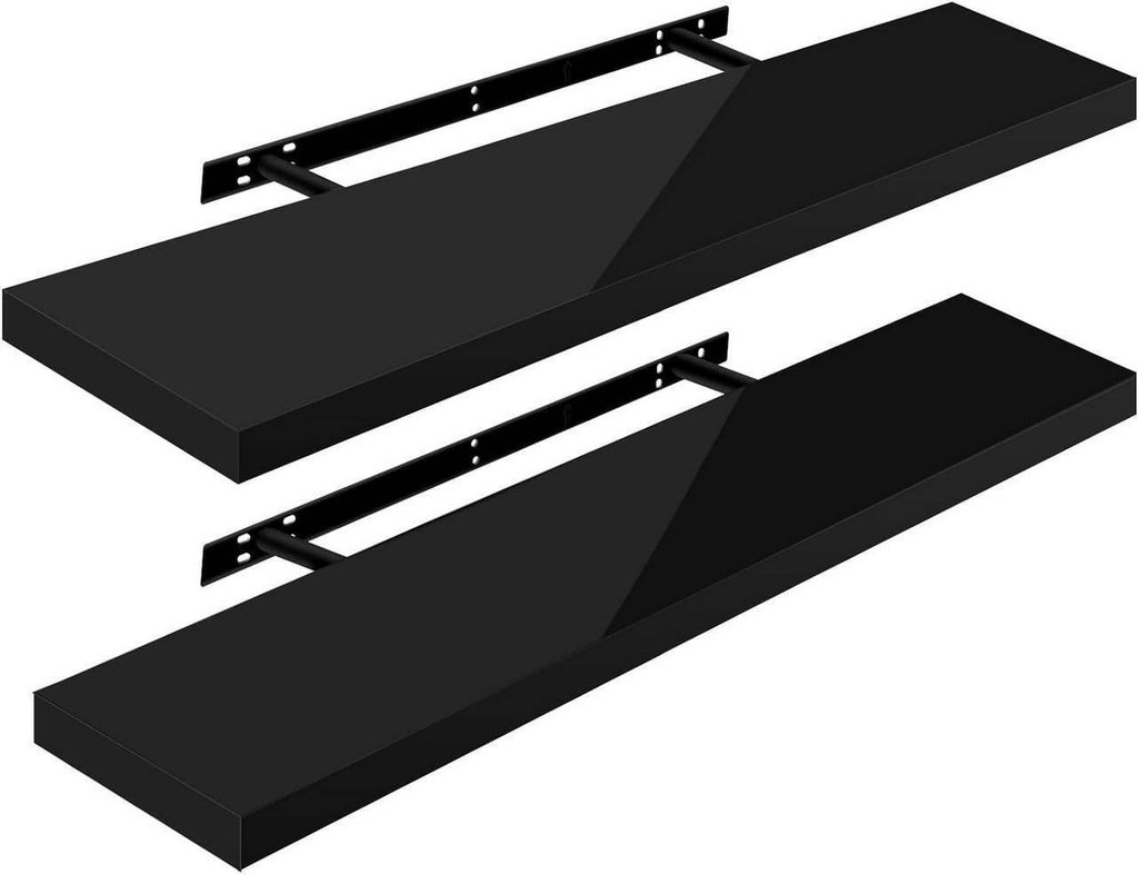 WOLTU 2er-Set Wandregal, Schweberegal, Holz Board, Schwarz Produktbild 