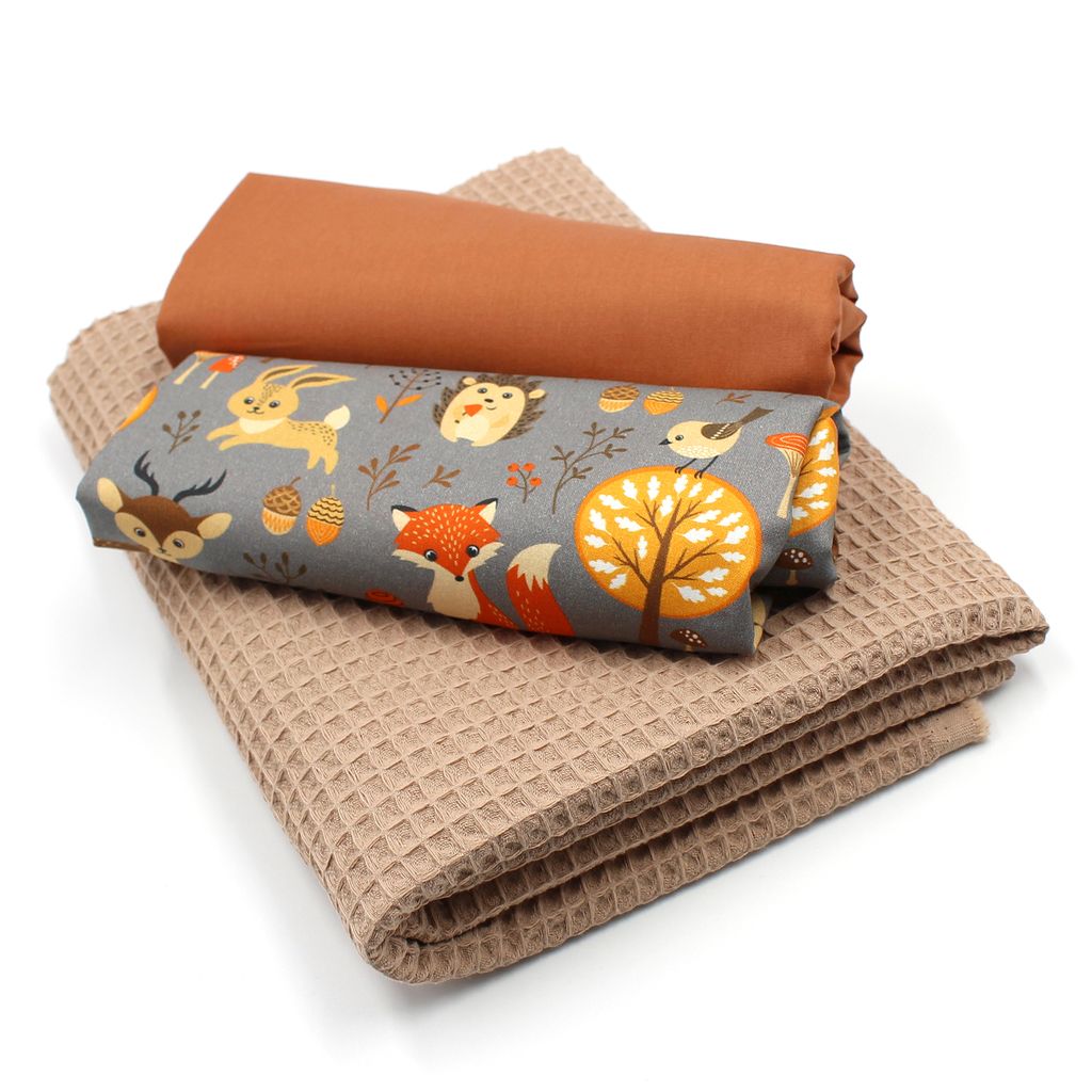 Waldtiere Set01 Waffelstoff Set  1x Waffelstoff + 2x  Produktbild 